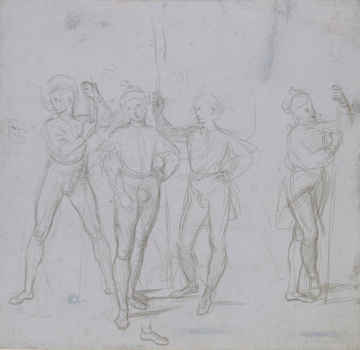 Gruppe von vier stehenden Soldaten, ca. 1503 von Raphael