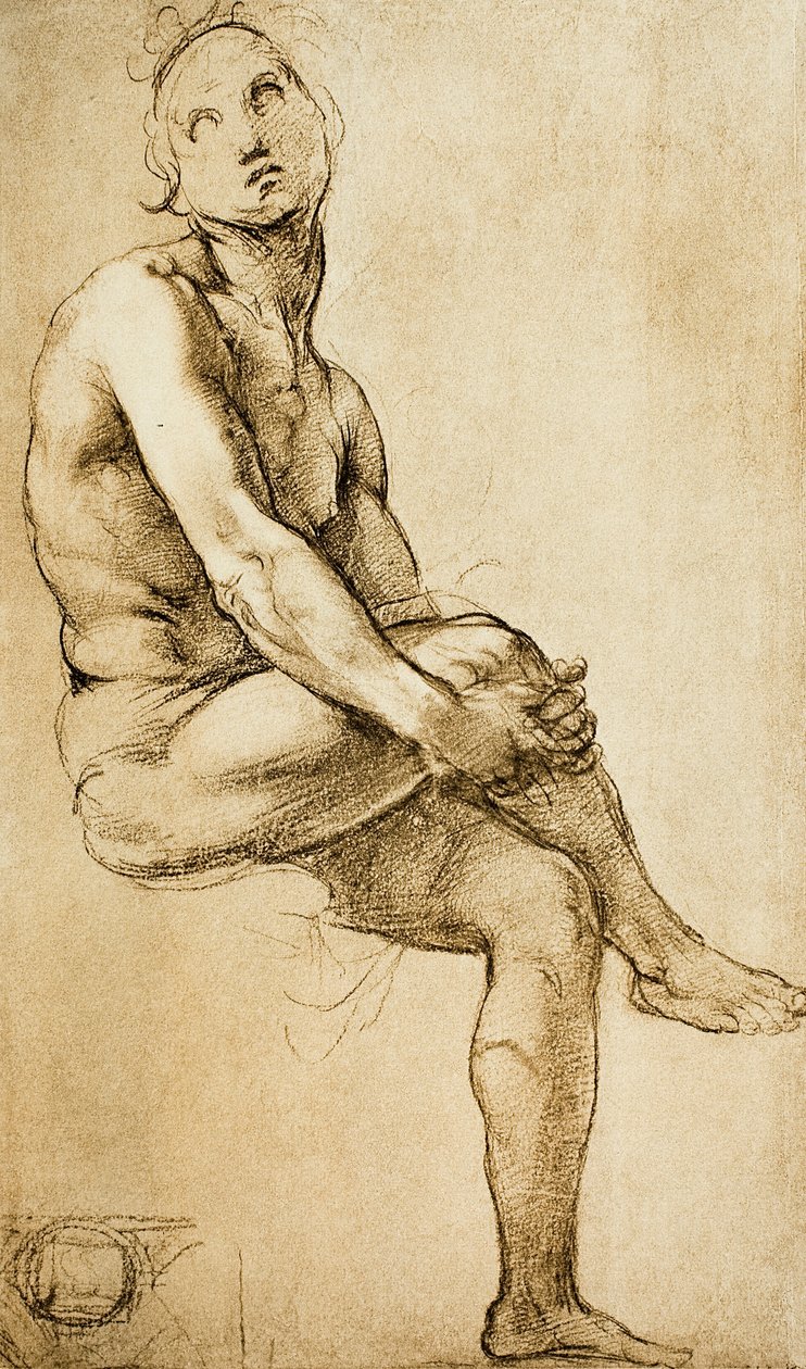 Studie einer menschlichen Figur, Zeichnung von Raphael, Kabinett der Zeichnungen und Drucke, Uffizien, Florenz von Raffaello Sanzio Raphael