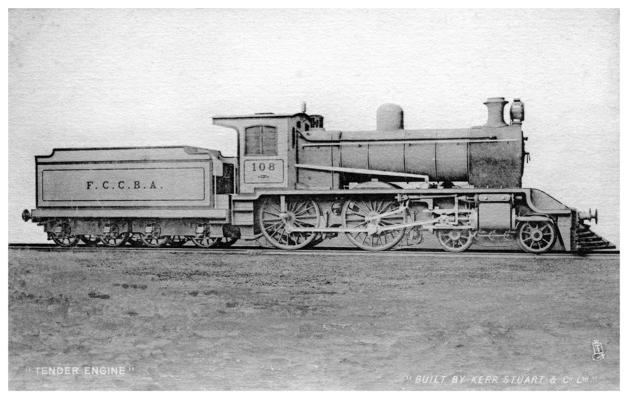 4-4-0 Tenderlokomotive, Dampflokomotive gebaut von Kerr, Stuart und Co, frühes 20. Jahrhundert von Raphael Tuck