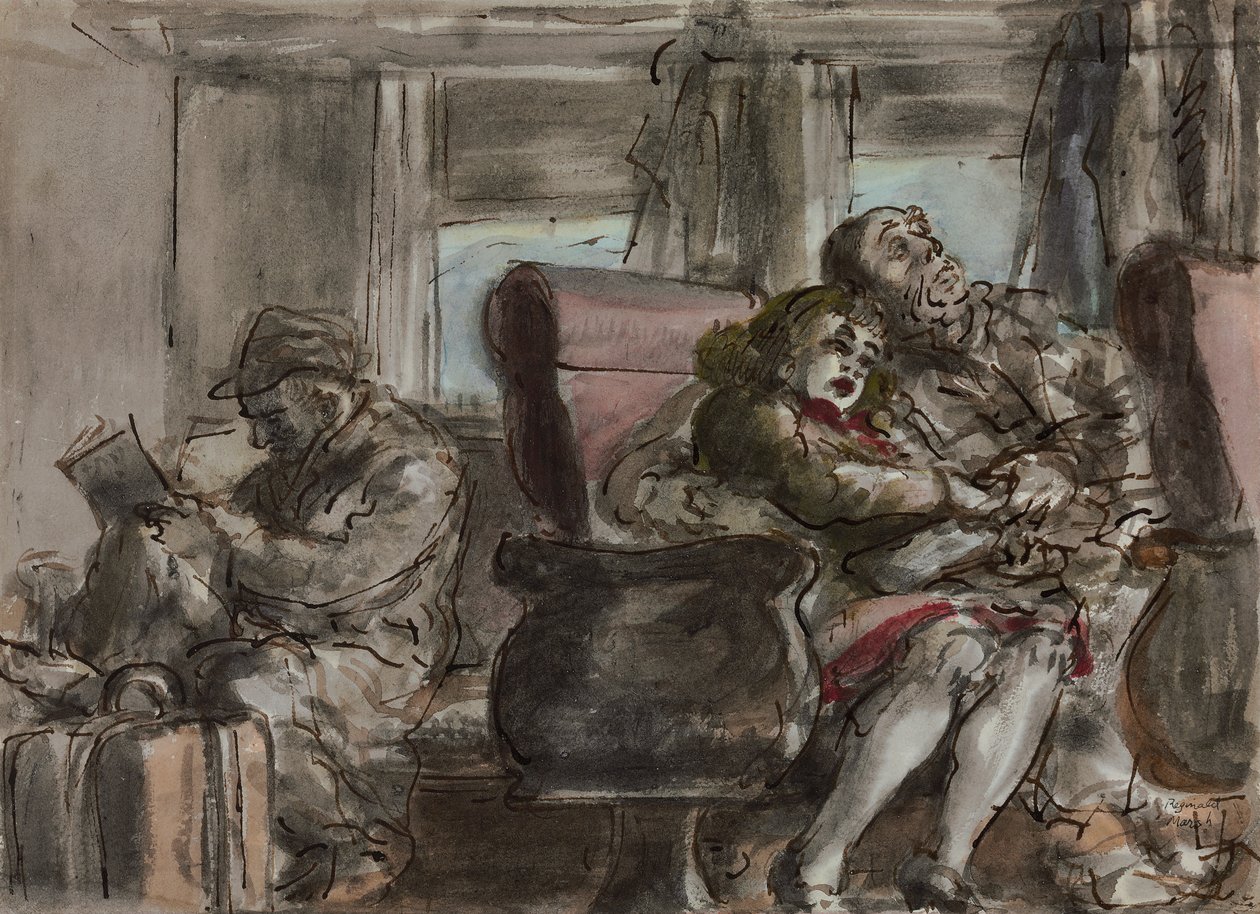 Passagiere in einem Zugabteil von Reginald Marsh