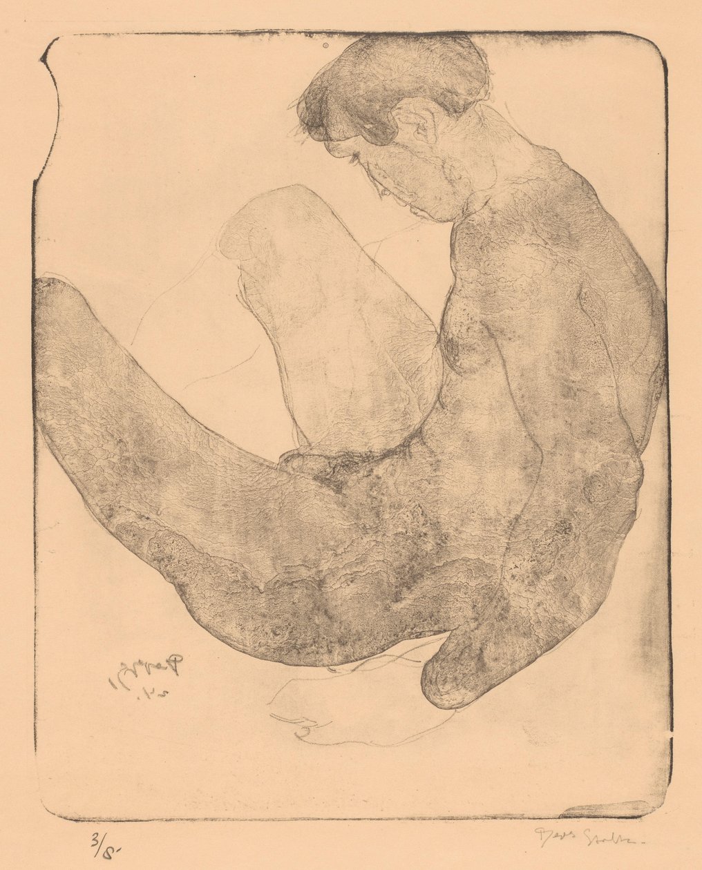 Nackter Mann mit angezogenen Knien von Reijer Stolk (signed by artist)