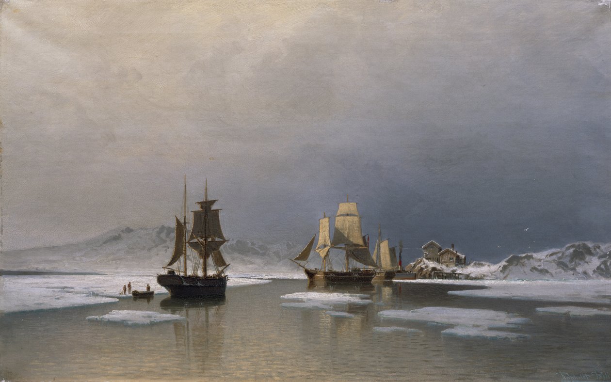 Segelschiffe auf gefrorenem Fjord von Reinholdt Boll