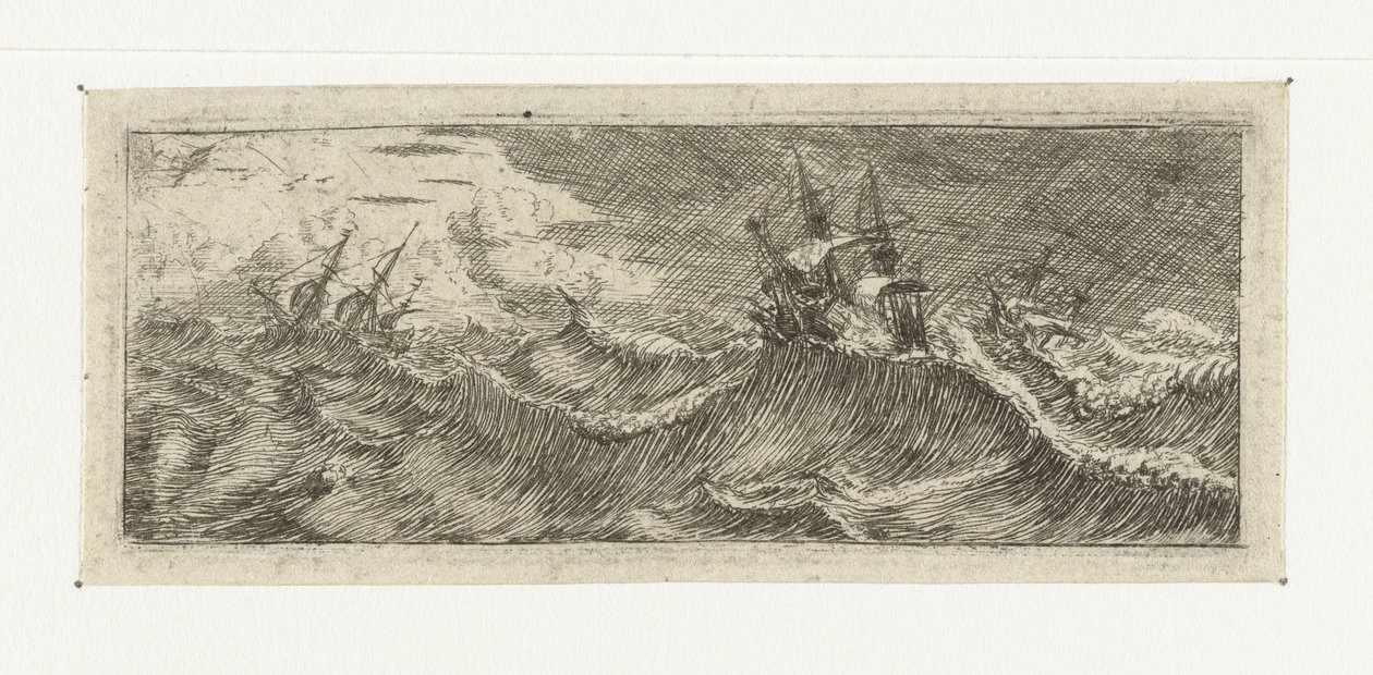 Kleines Seestück mit Schiffen in einem Sturm von Reinier Nooms