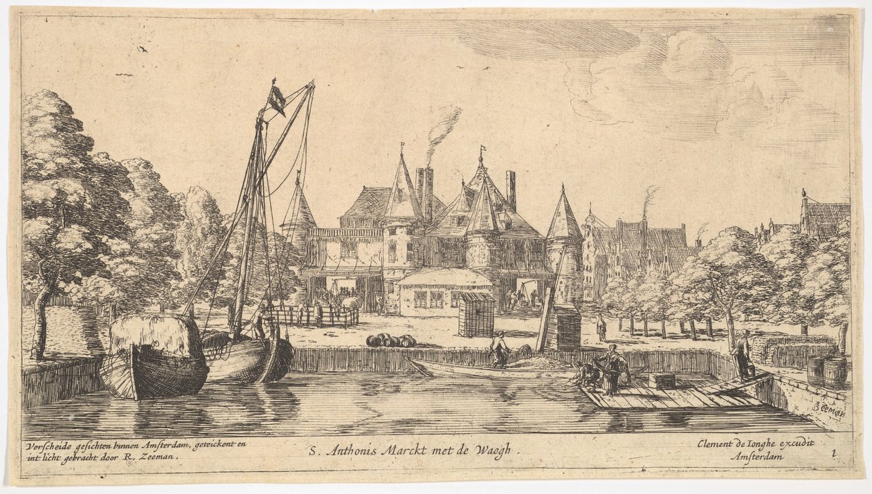 S. Anthonis Markt mit der Waage, 17. Jahrhundert von Reinier Zeeman