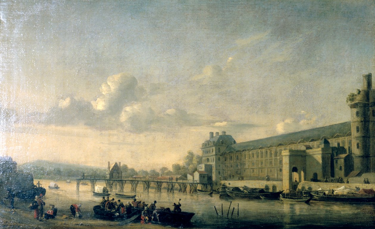 Blick auf die Seine mit der Südfassade der Louvre-Galerie, Paris, 1660 von Reinier Zeeman