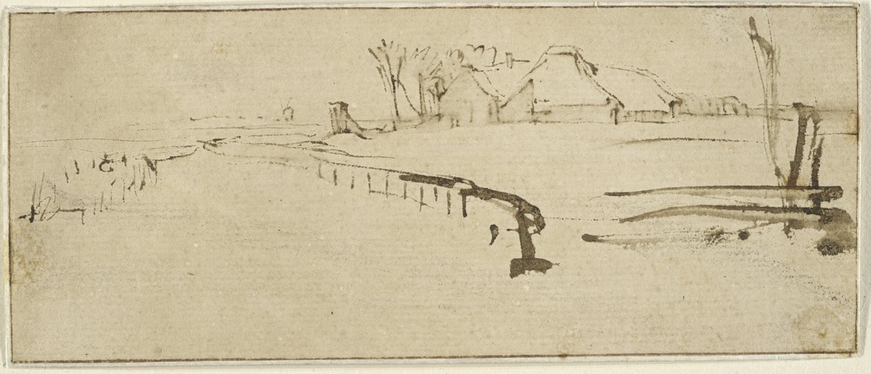 Landschaft mit einem Bauernhof, ca. 1648-50 (Winterlandschaft) von Rembrandt van Rijn