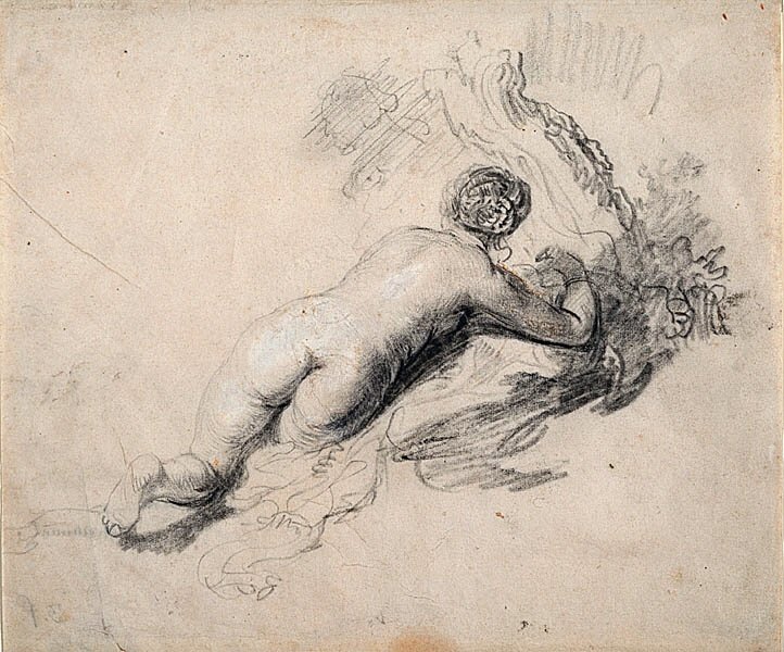 Liegende nackte Frau von Rembrandt van Rijn