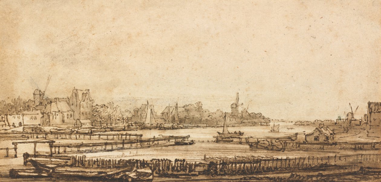 Blick über die Amstel von der Stadtmauer von Rembrandt van Rijn