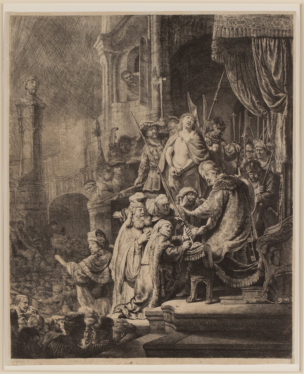 Christus vor Pilatus: Große Platte von Rembrandt van Rijn