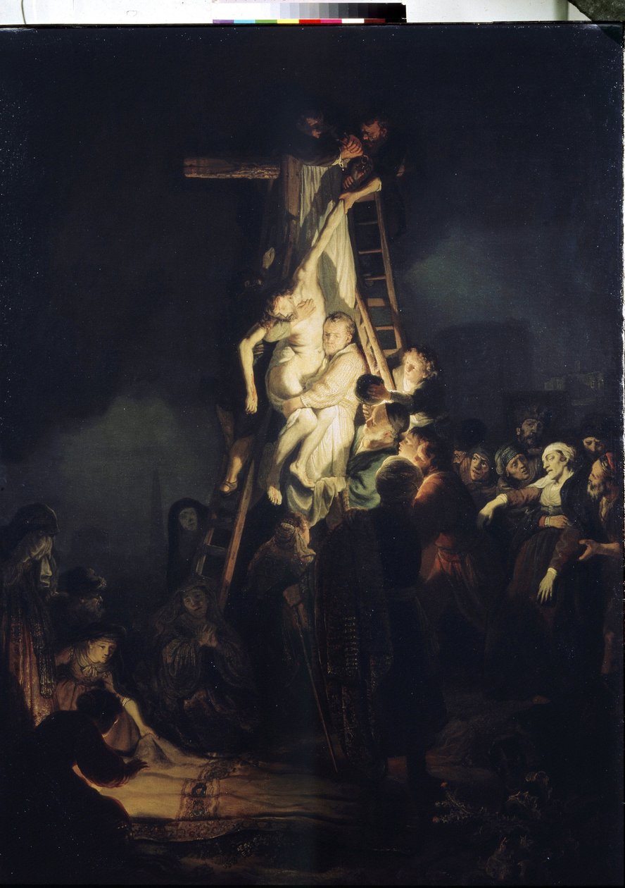 Die Kreuzabnahme (Unter den Figuren um den Körper Jesu Christi: die Jungfrau Maria, der heilige Nikodemus und der heilige Josef von Arimathäa) von Rembrandt Harmensz. van Rijn