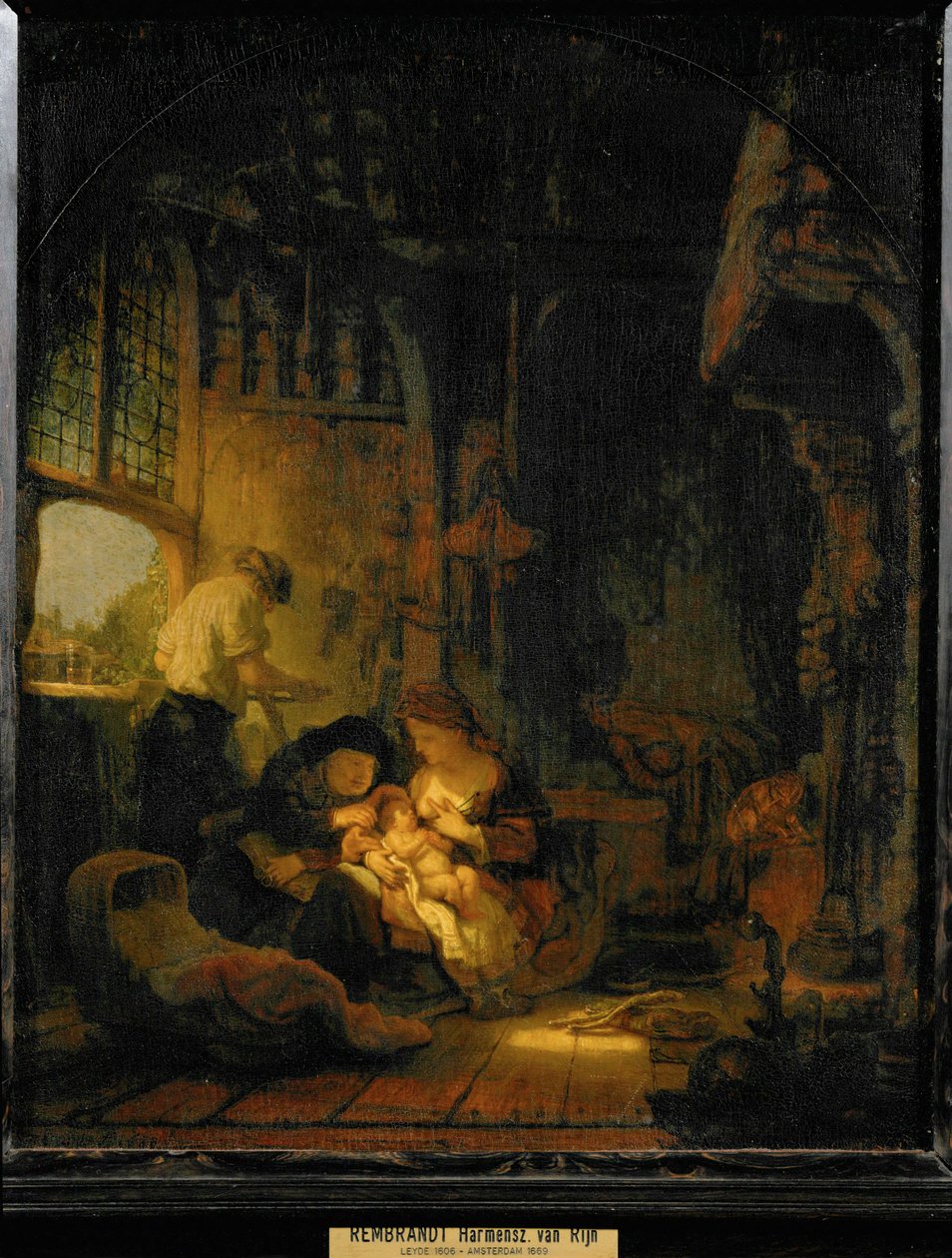 Die Heilige Familie, auch bekannt als "Der Haushalt des Zimmermanns" von Rembrandt Harmensz. van Rijn