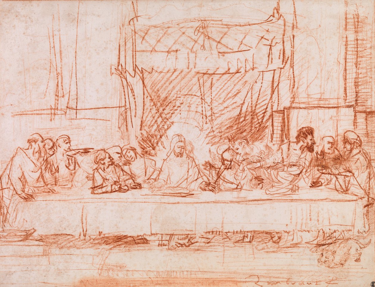 Das letzte Abendmahl, nach Leonardo da Vinci von Rembrandt van Rijn