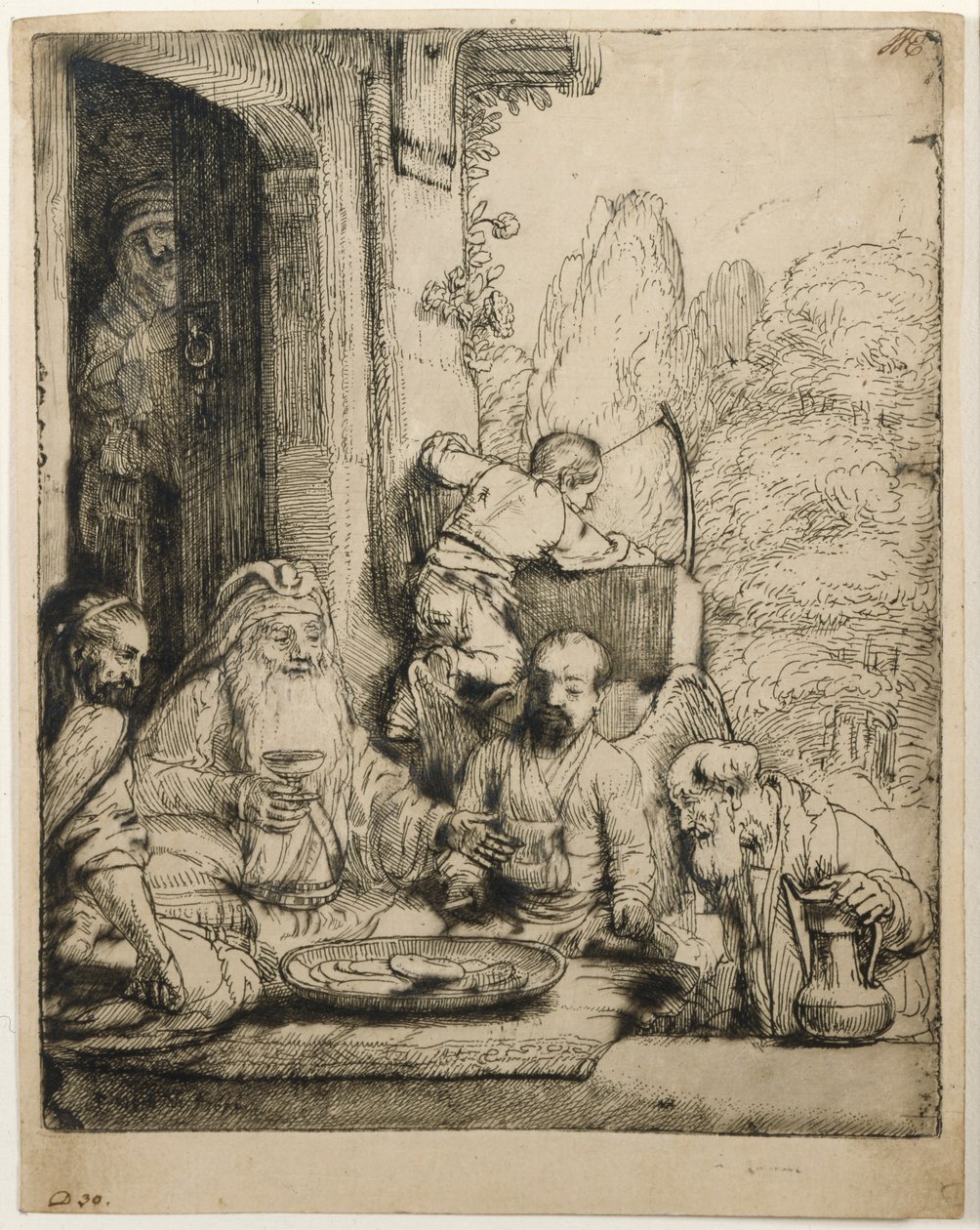 Abraham bewirtet die Engel von Rembrandt van Rijn