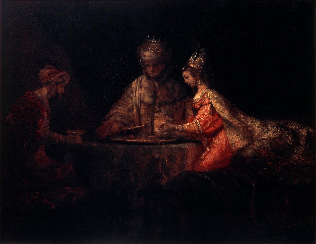 Ahasverus, Haman und Esther, 1660 von Rembrandt van Rijn