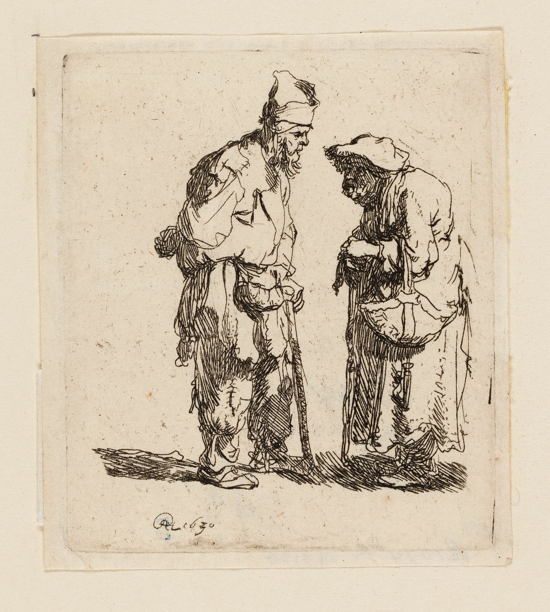 Bettler und Bettlerin im Gespräch von Rembrandt van Rijn