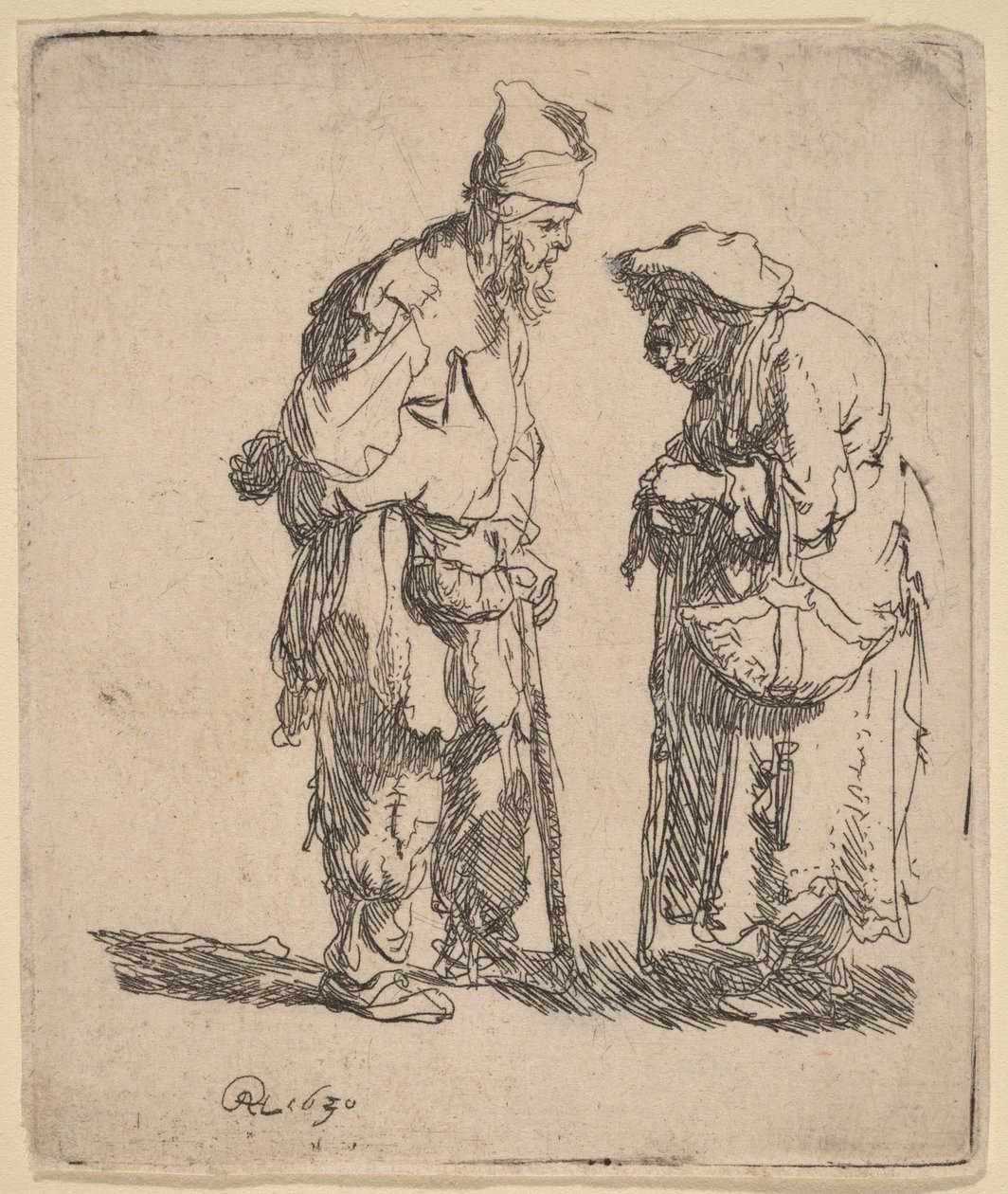 Bettler und Bettlerin im Gespräch von Rembrandt van Rijn