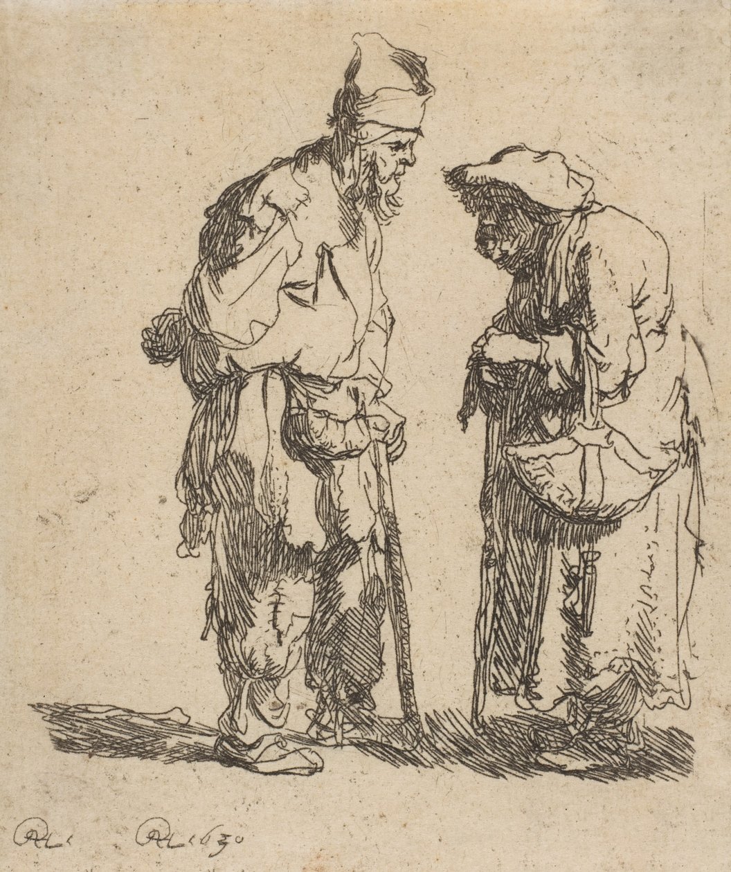 Bettler Mann und Bettler Frau im Gespräch von Rembrandt van Rijn