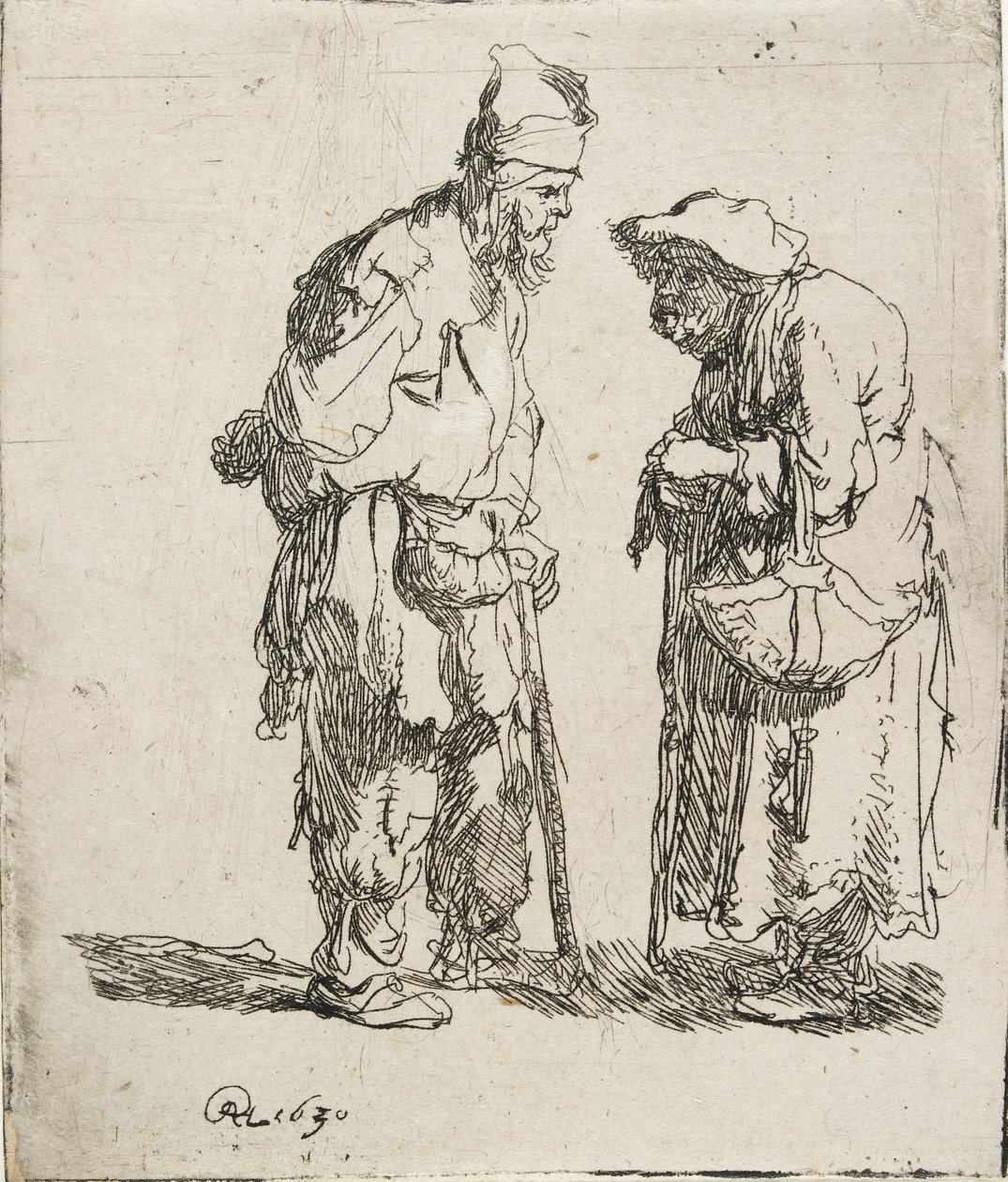 Bettler und Bettlerin im Gespräch, 1630 von Rembrandt van Rijn