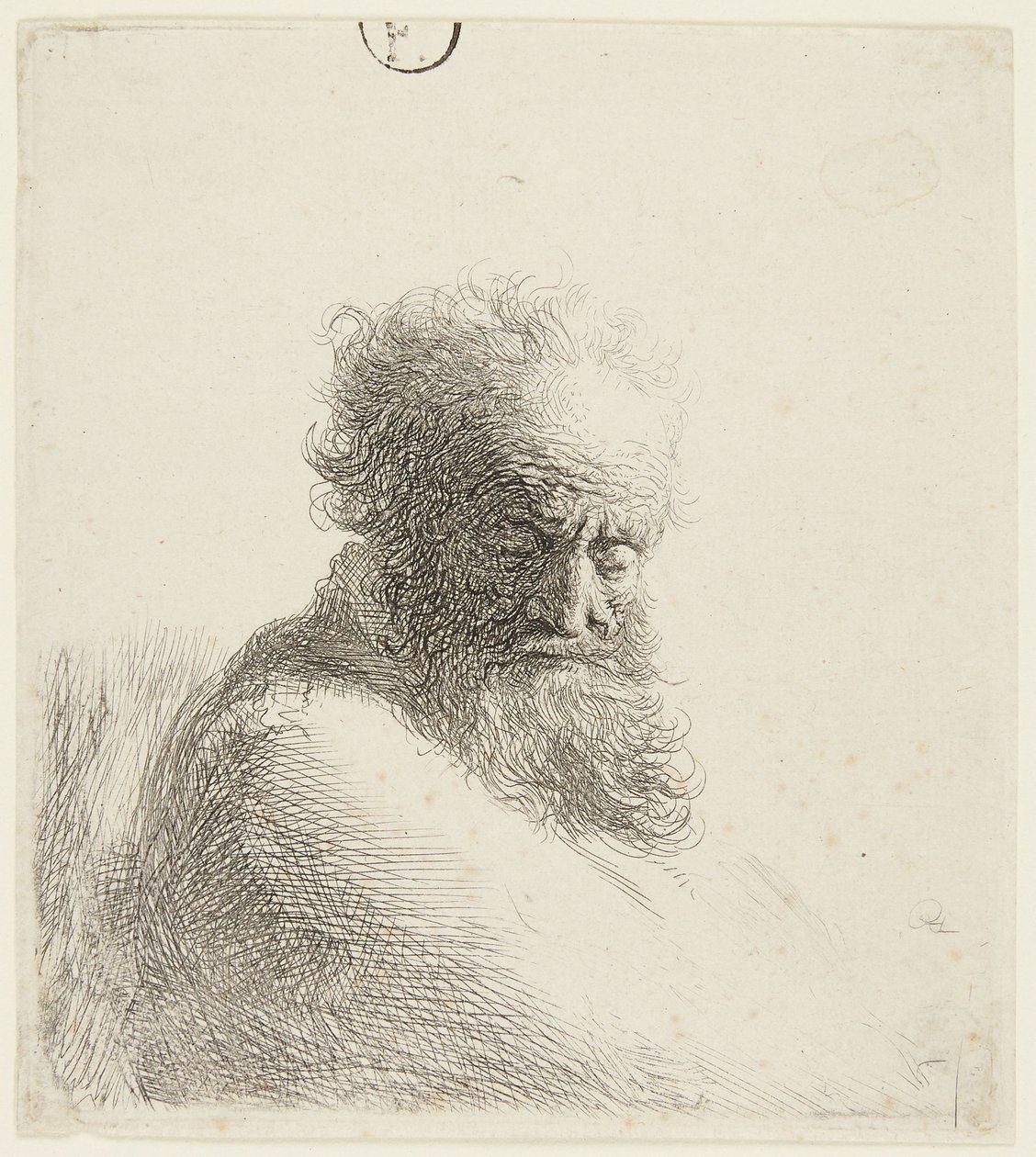Büste eines alten Mannes, nach unten blickend, drei Viertel rechts von Rembrandt van Rijn