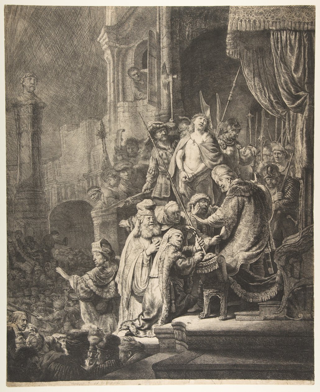 Christus vor Pilatus: die große Platte, 1636 von Rembrandt van Rijn