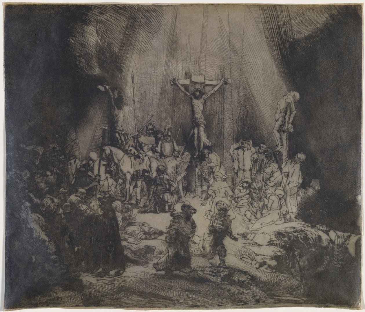 Christus zwischen den beiden Dieben gekreuzigt (Die drei Kreuze) von Rembrandt van Rijn