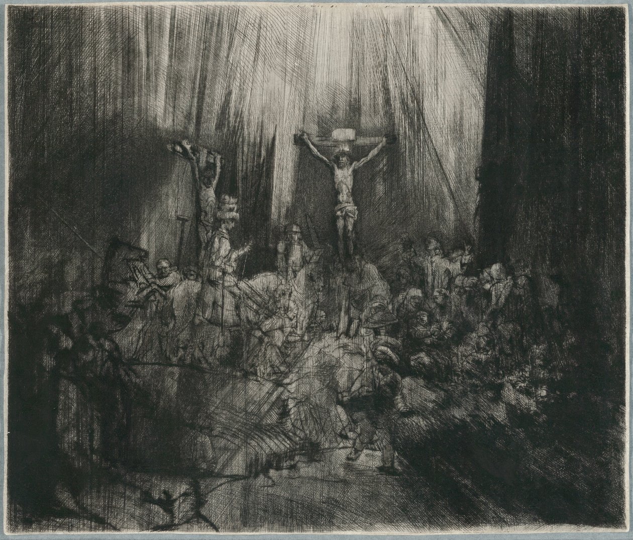 Christus gekreuzigt zwischen den beiden Dieben: "Die drei Kreuze" von Rembrandt van Rijn