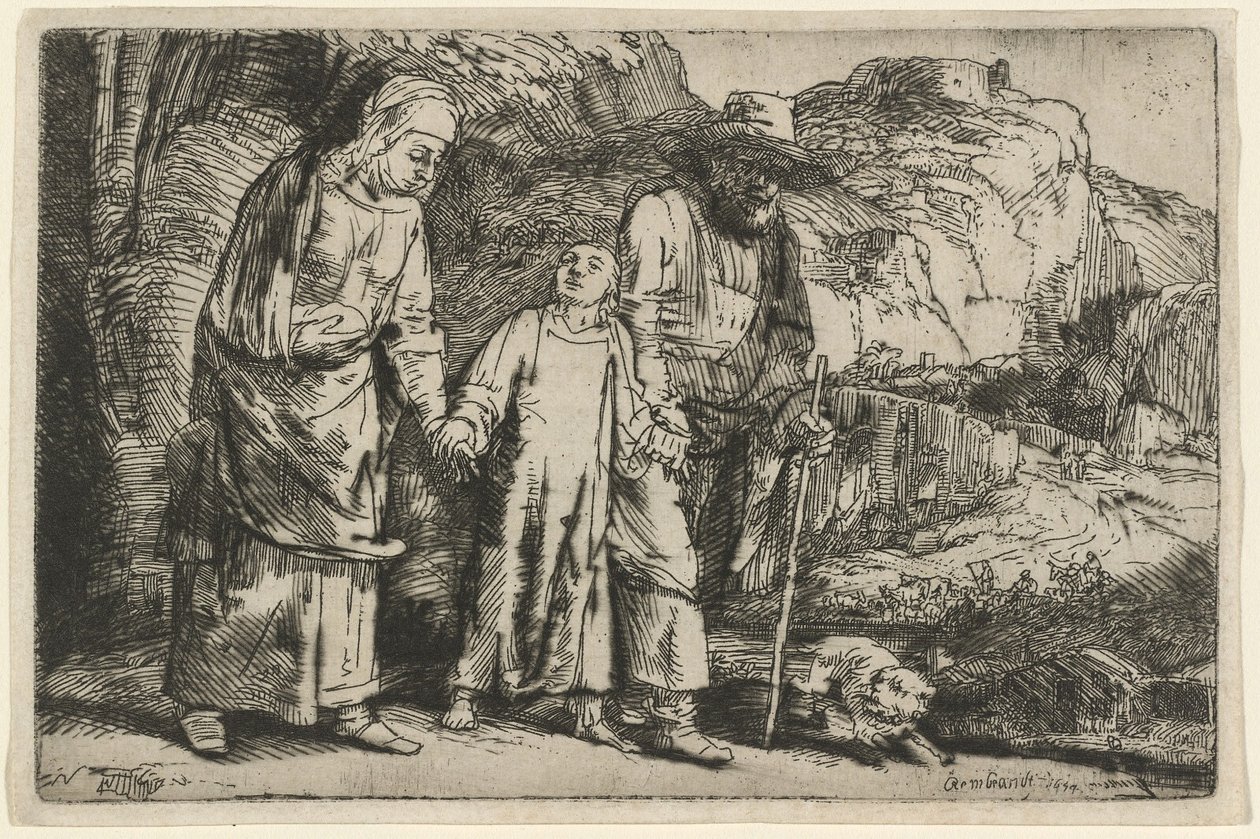 Christus kehrt mit seinen Eltern aus dem Tempel zurück von Rembrandt van Rijn