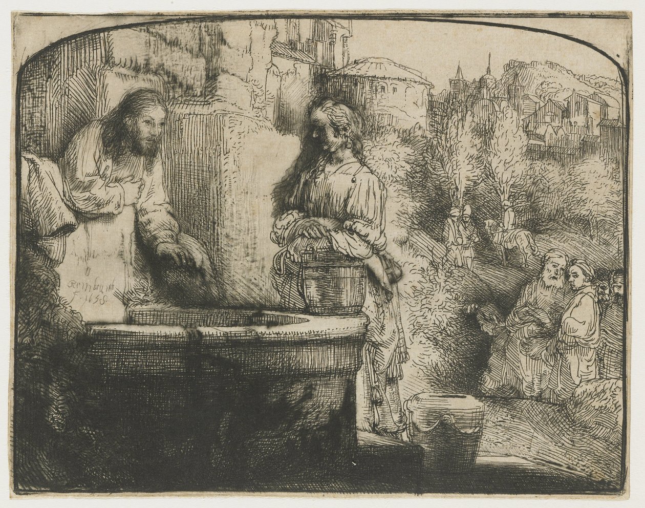 Christus und die Frau von Samaria von Rembrandt van Rijn