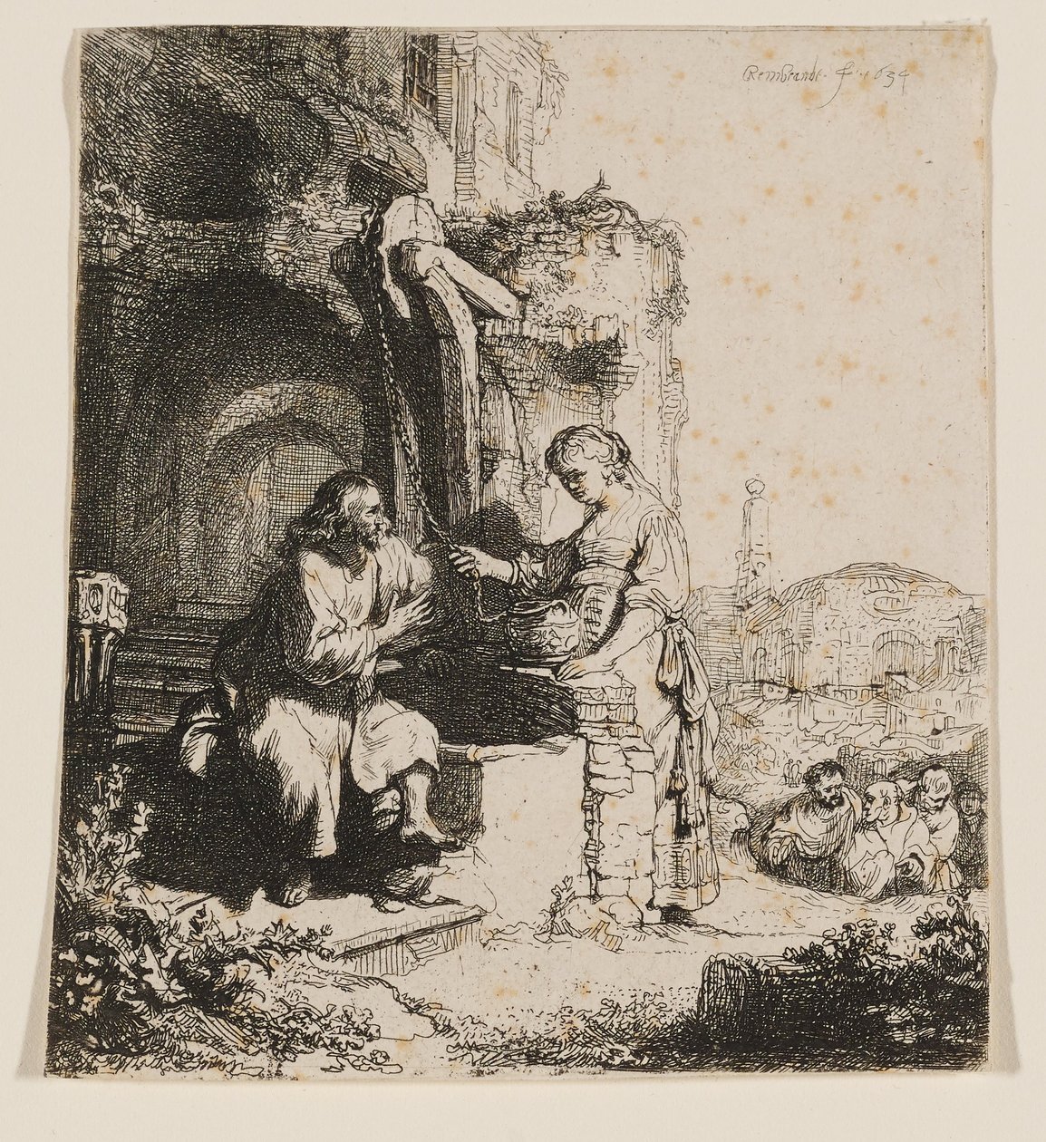 Christus und die Frau von Samaria: Unter Ruinen von Rembrandt van Rijn