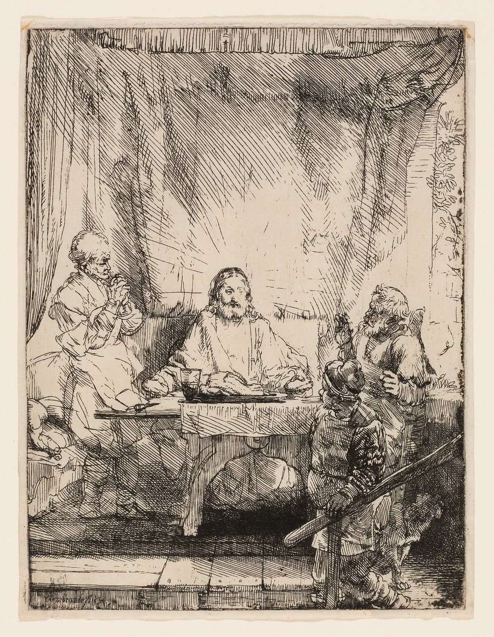 Christus in Emmaus: Die größere Platte von Rembrandt van Rijn