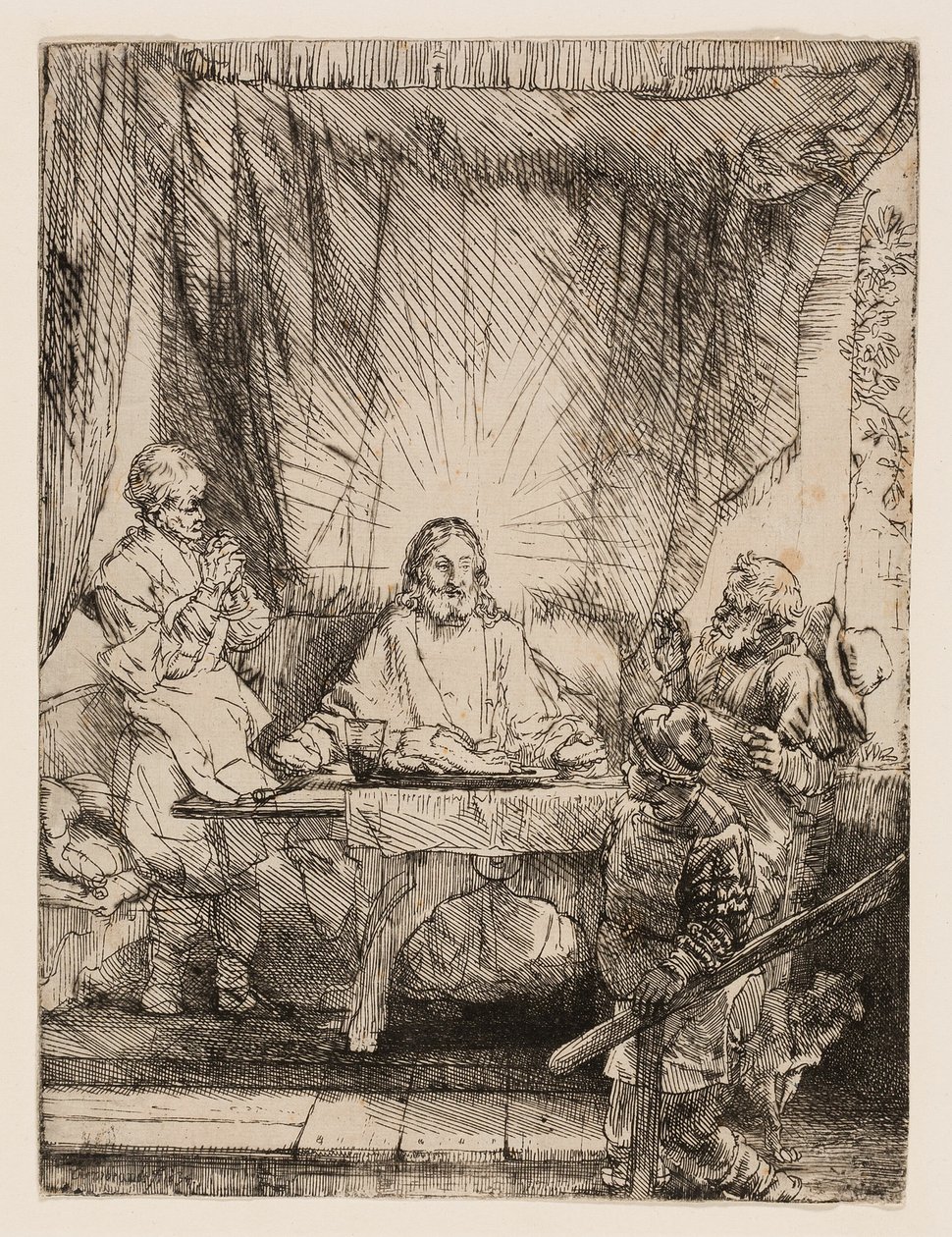 Christus in Emmaus: Die größere Platte von Rembrandt van Rijn