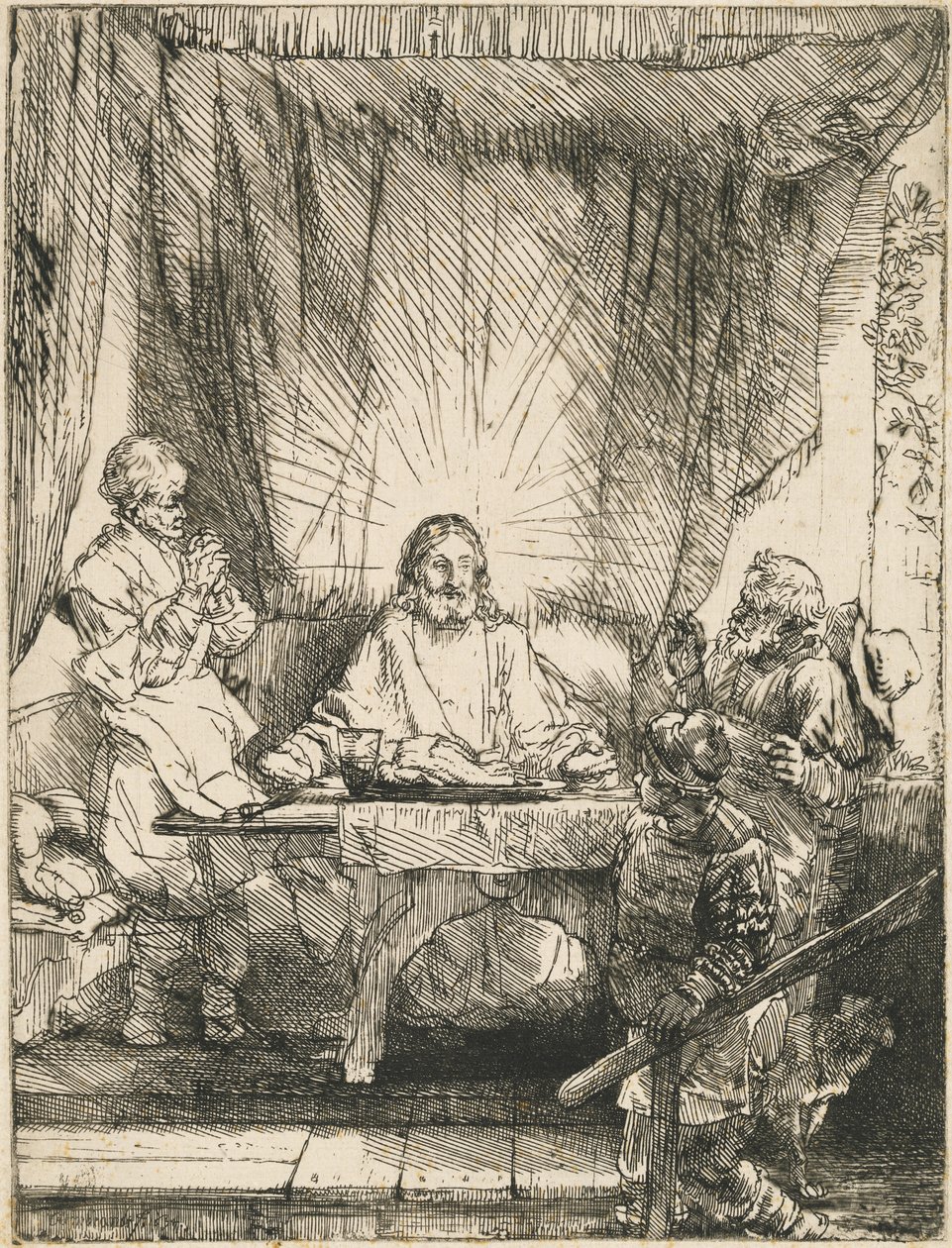 Christus in Emmaus: die größere Platte von Rembrandt van Rijn