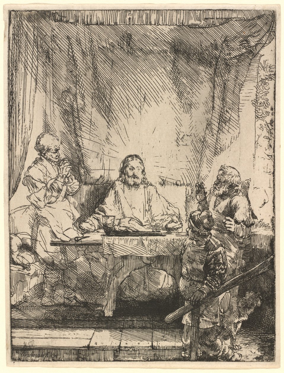 Christus in Emmaus: die größere Platte von Rembrandt van Rijn