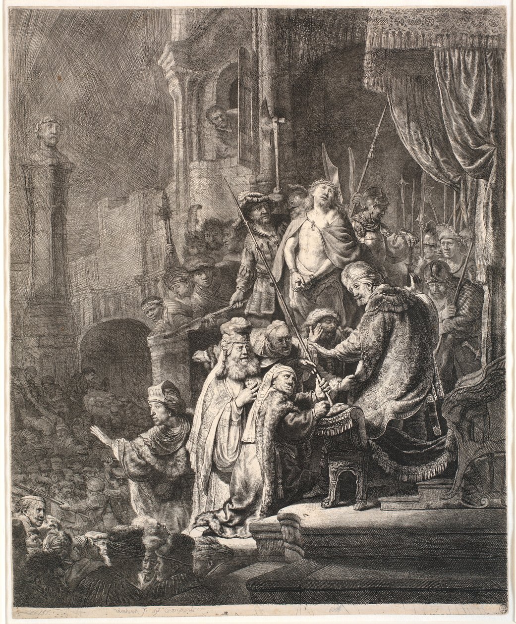 Jesus vor Pilatus: große Platte von Rembrandt van Rijn