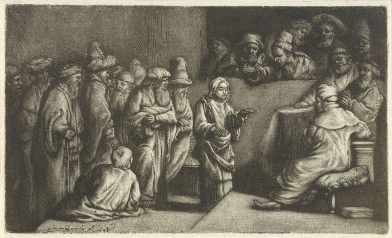 Christus im Gespräch mit den Gelehrten: eine Skizze von Rembrandt van Rijn
