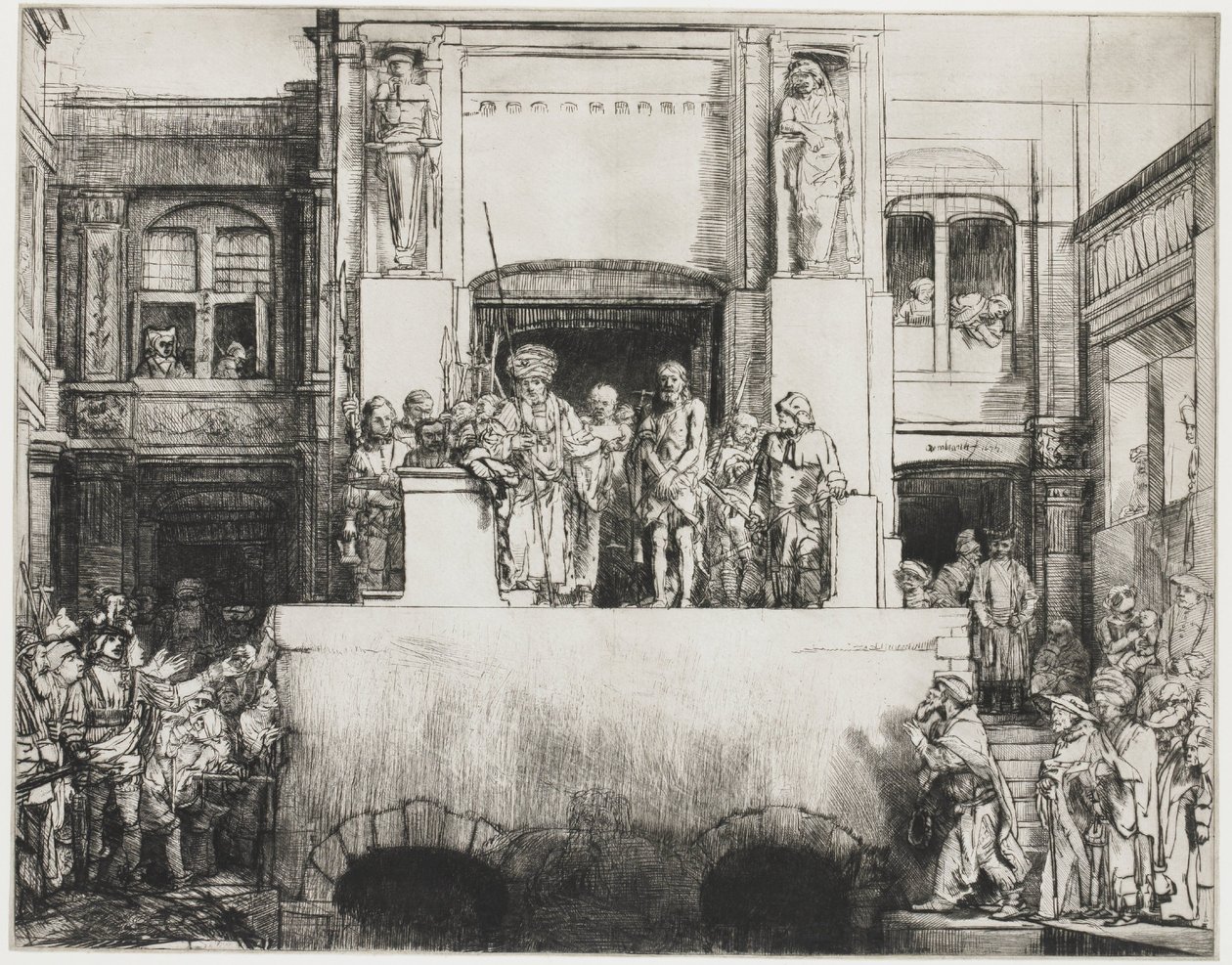 Christus dem Volk präsentiert: querformatige Platte von Rembrandt van Rijn