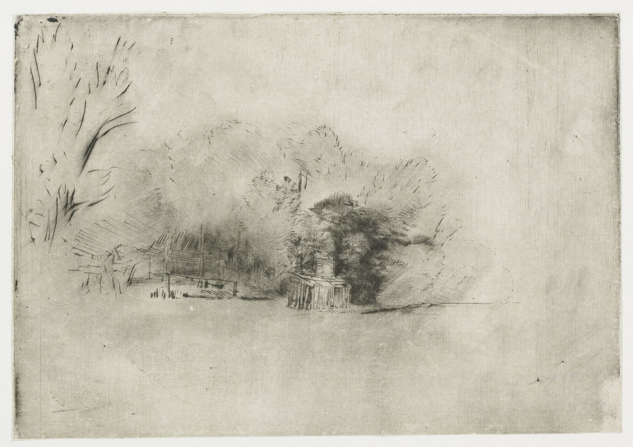 Bauernhaus unter Bäumen von Rembrandt van Rijn