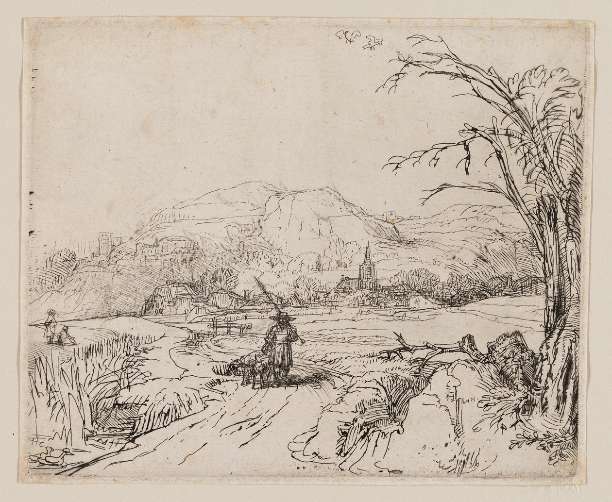 Landschaft mit Jäger und Hunden von Rembrandt van Rijn
