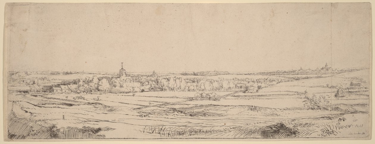 Landschaft mit Blick auf Haarlem (Das Goldwägerfeld) von Rembrandt van Rijn
