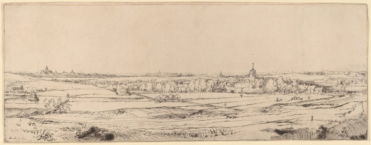 Landschaft mit Blick auf Haarlem (Das Goldwägerfeld) von Rembrandt van Rijn