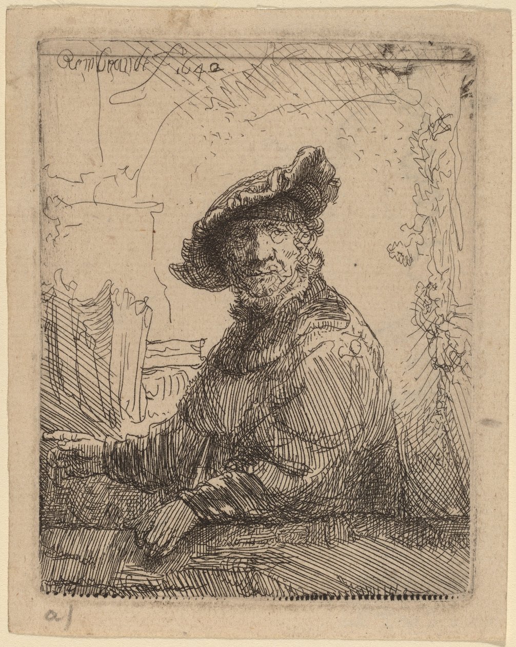 Mann in einer Laube von Rembrandt van Rijn