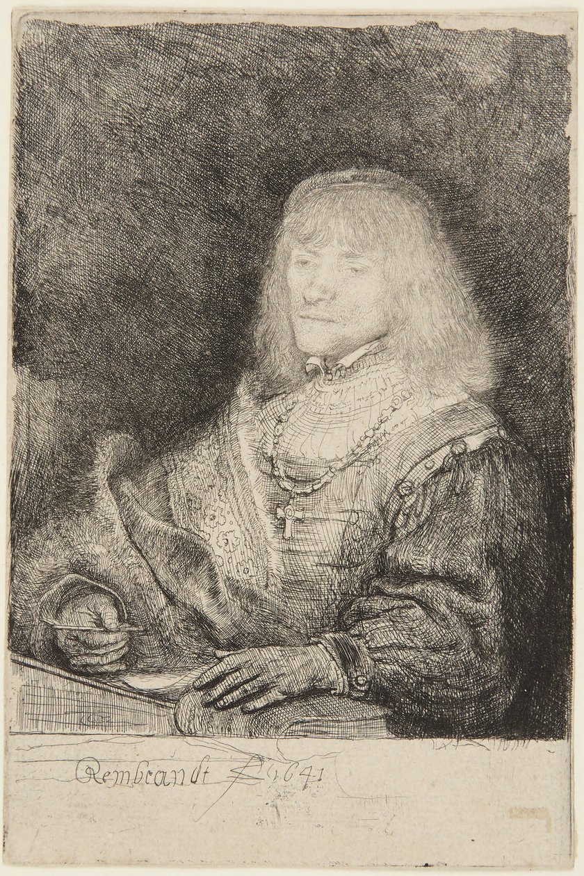 Mann mit Kruzifix und Kette von Rembrandt van Rijn