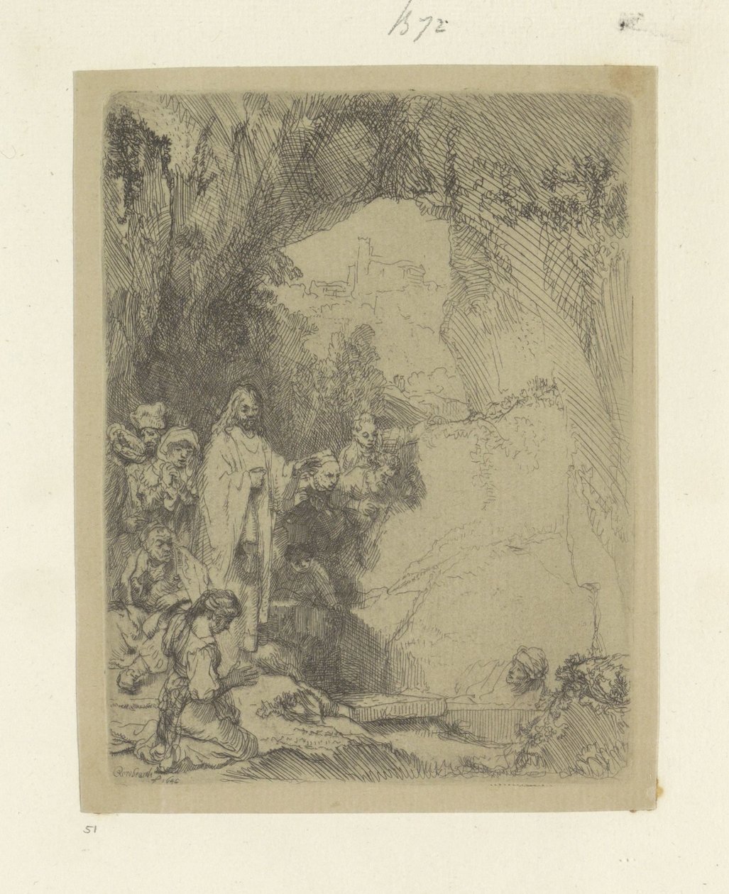 Auferweckung des Lazarus: kleine Platte von Rembrandt van Rijn