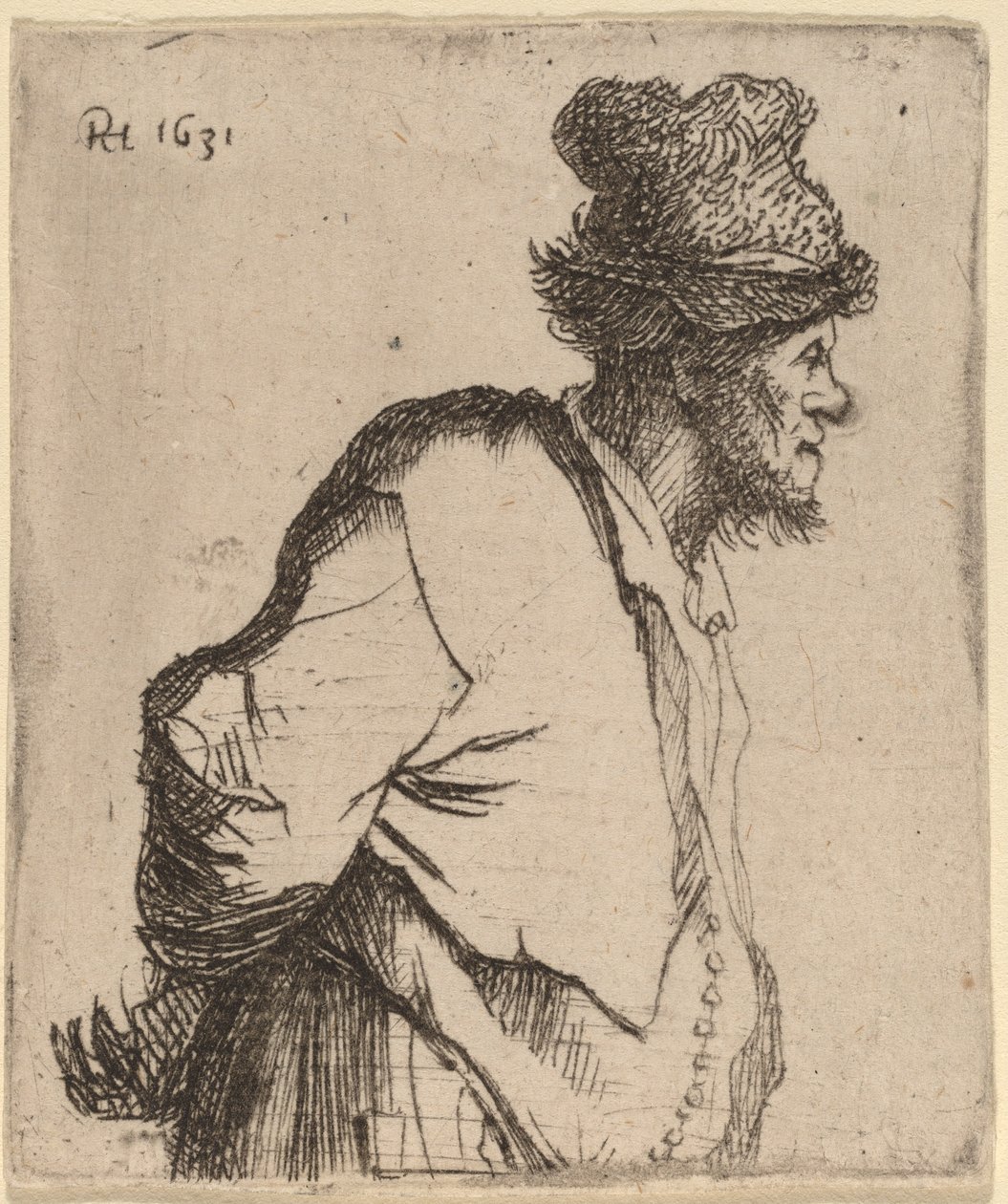 Bauer mit den Händen hinter dem Rücken von Rembrandt van Rijn