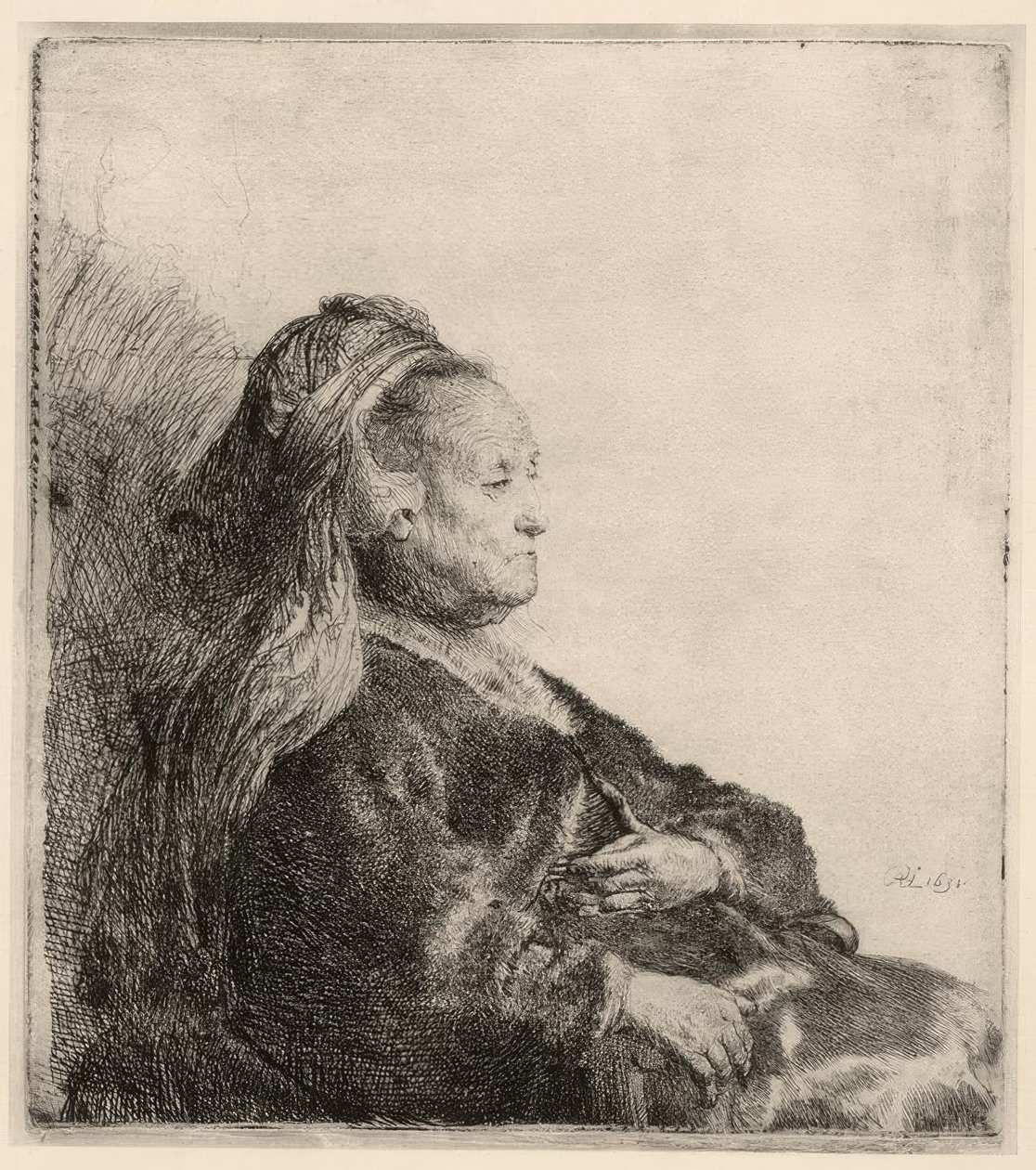 Rembrandts Mutter, in orientalischer Kopfbinde von Rembrandt van Rijn
