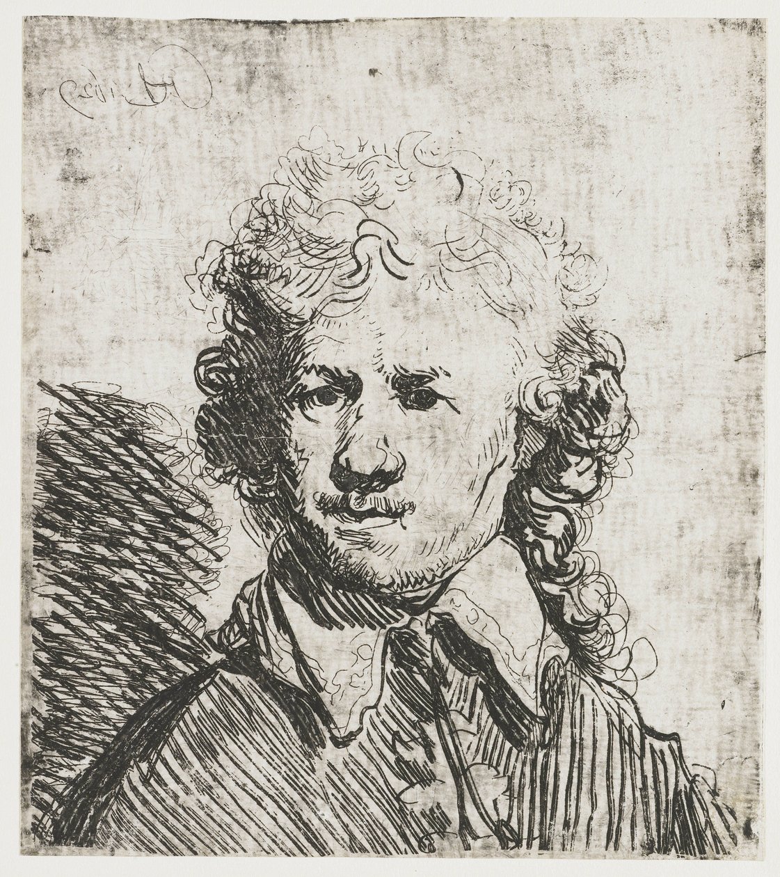 Selbstporträt, ohne Kopfbedeckung (Brustbild, grob geätzt) von Rembrandt van Rijn