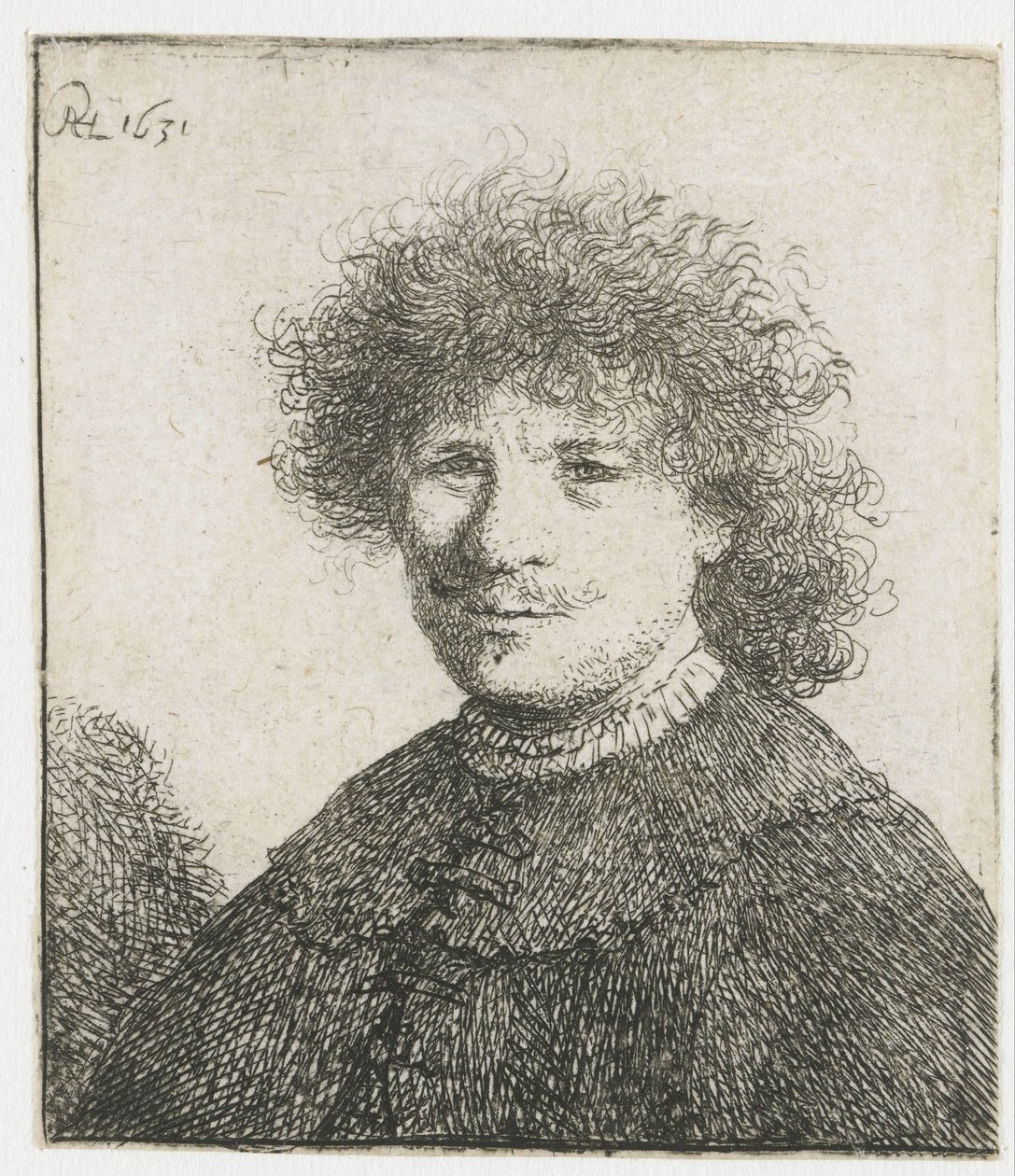 Selbstporträt im Mantel mit fallendem Kragen: Büste von Rembrandt van Rijn