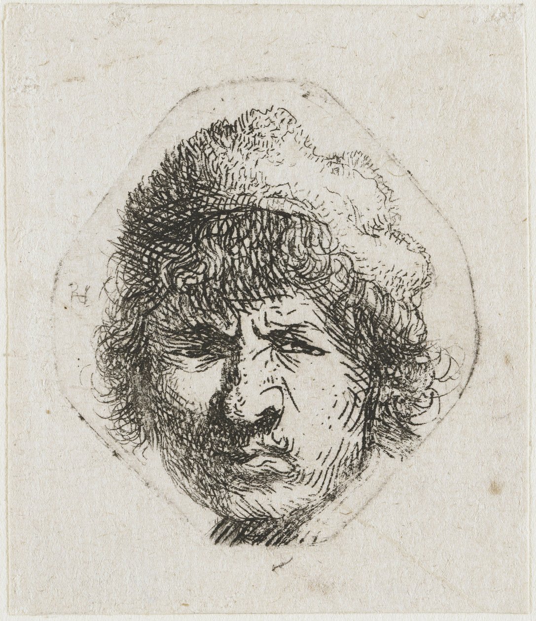 Selbstporträt mit finsterem Blick, ca. 1631 von Rembrandt van Rijn