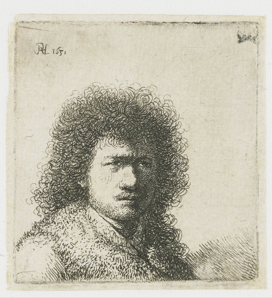 Selbstporträt mit buschigem Haar: Büste von Rembrandt van Rijn