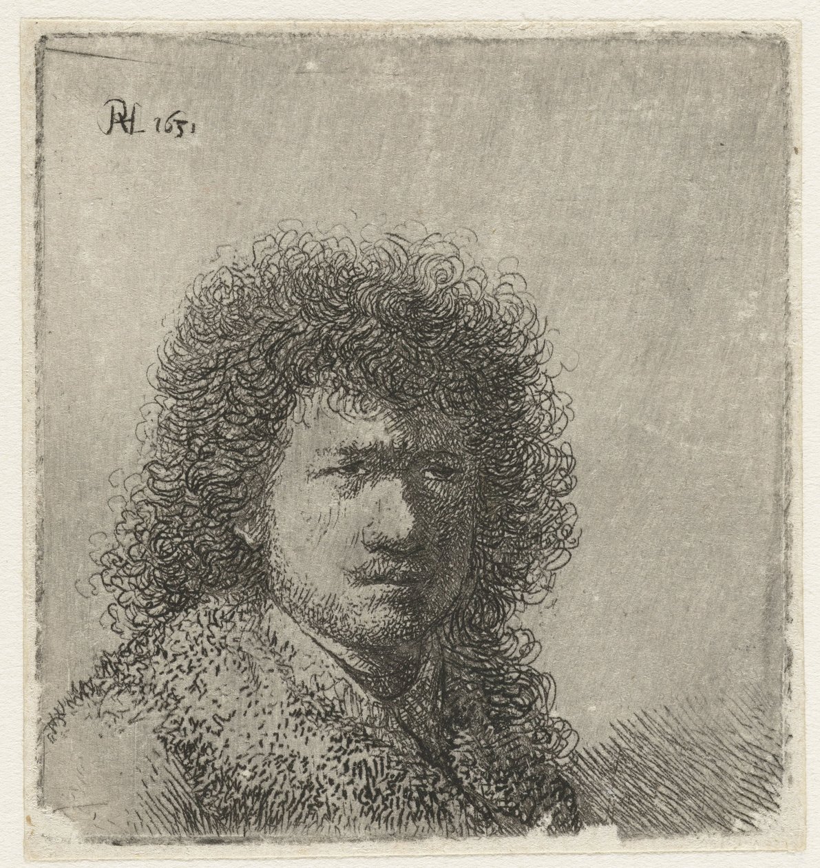 Selbstporträt mit buschigem Haar: Büste von Rembrandt van Rijn
